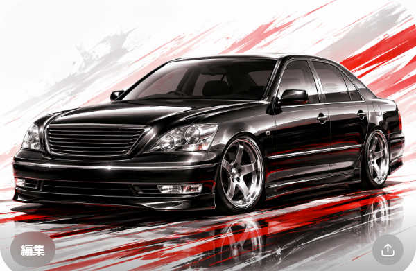Illustrated Lexus LS430/Toyota Celsior VIP sedan, JP-Time.Club house-style artwork