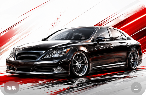 Illustrated Lexus LS460 flagship sedan, JP-Time.Club house-style artwork