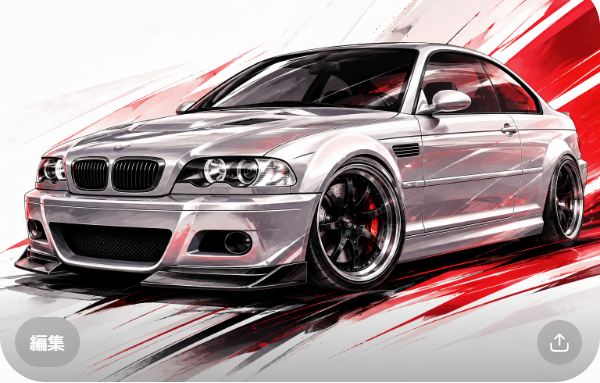 Illustrated BMW M3 E46 sport coupe, JP-Time.Club house-style artwork