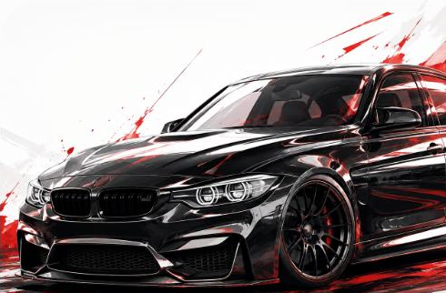 Illustrated BMW M3 F80 sport sedan, JP-Time.Club house-style artwork