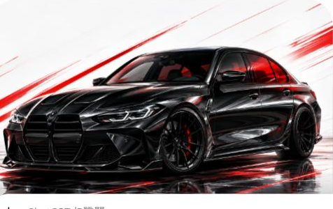Illustrated BMW M3 G80 sport sedan, JP-Time.Club house-style artwork