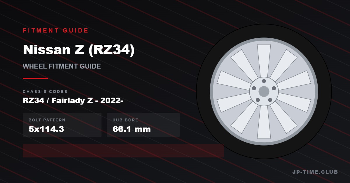 Nissan Z RZ34 wheel fitment guide - 5x114.3 bolt pattern, 66.1mm hub bore