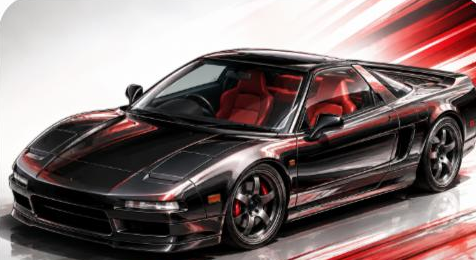 Illustrated Honda/Acura NSX sport coupe, JP-Time.Club house-style artwork