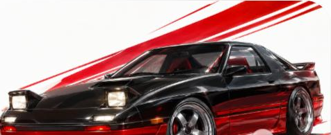 Illustrated Mazda RX-7 FC3S sports car, JP-Time.Club house-style artwork
