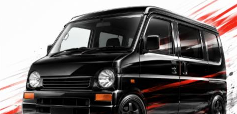 Illustrated Honda Acty/Vamos kei mini van, JP-Time.Club house-style artwork