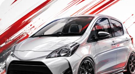 Illustrated Toyota Vitz/Yaris compact hatchback, JP-Time.Club house-style artwork