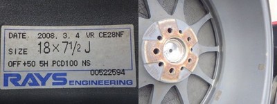 JDM 3964ARAYS VOLK RACING CE28NF18x7.5J 5 holes PCD100 +504-Wheel Set 3964-2 (No Tires) - Image 2