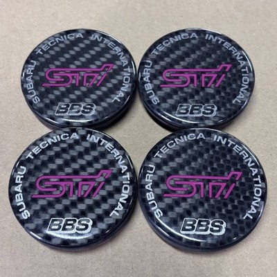 JDM Subaru STI Genuine Option Carbon Pattern 56mm BBS Center Cap 4-Ind (No Tires)