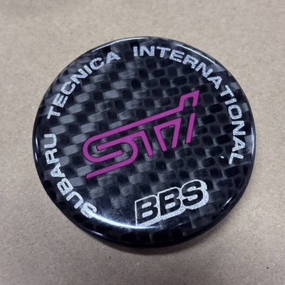 JDM Subaru STI Genuine Option Carbon Pattern 56mm BBS Center Cap 4-Ind (No Tires) - Image 7