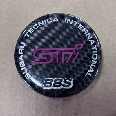 JDM Subaru STI Genuine Option Carbon Pattern 56mm BBS Center Cap 4-Ind (No Tires) - Image 8