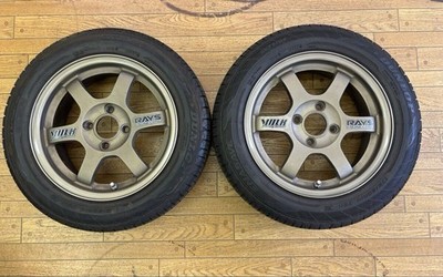 JDM Rare RAYS VOLK Racing TE37 145.5j +35 PCD100 2-Wheel Set (No Tires)