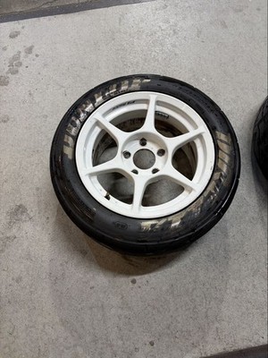 JDM p1racing 15-inch 5-hole 8J 114.3 +32 Tire 03G 215-50r15white2-Wheel Set (No Tires)