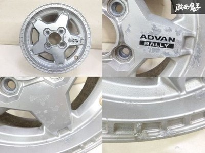 JDM Rare ADVAN RALLY 14x6J +25 PCD 114.3 4H Wheel 4-Wheel Set Yokohama AE86 (No Tires) - Image 2