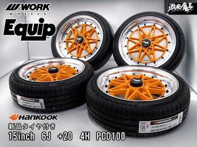 JDM WORK EQUIP 03 15x6J +20 4-hole PCD100 Wheel 165/45R15 Tire 4-Wheel Set N (No Tires)