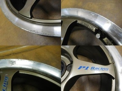 JDM 16-641 Rare P1 Racing 215in 6.5J +40 PCD100-4H 2-Wheel Set Roadster EG C (No Tires) - Image 6