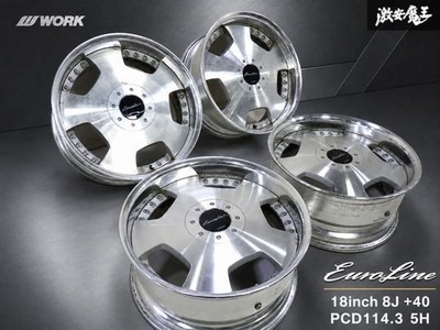 JDM Rare WORK EuroLine 18x8J +40 PCD114.3 5H / 4H VIP Classic Car Seda (No Tires)