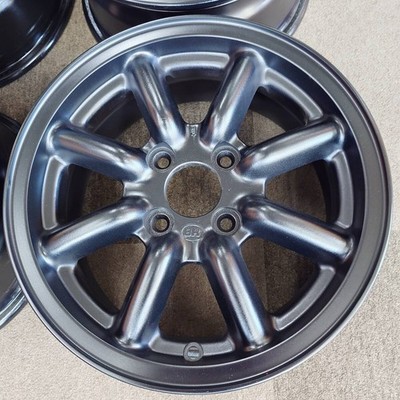 JDM matblack painted black racing 14-inch 6J IS40 PCD100-4H Roadster E (No Tires) - Image 2