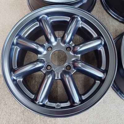 JDM matblack painted black racing 14-inch 6J IS40 PCD100-4H Roadster E (No Tires) - Image 5