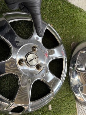 JDM Genuine Hino wheel caps set of 2 some dents present. (No Tires) - Image 3