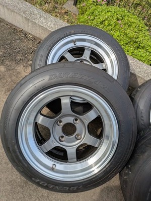 JDM RAYS Rays PCD100 4H 8J+25 TE37V 14-inch Used 185/60/14 4-Wheel Set B (No Tires) - Image 2
