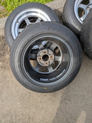 JDM RAYS Rays PCD100 4H 8J+25 TE37V 14-inch Used 185/60/14 4-Wheel Set B (No Tires) - Image 4