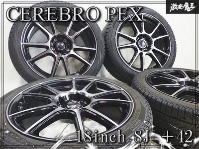 JDM CEREBRO PFX 18x8J +42 5-hole PCD114.3 Wheel Tire 4-Wheel Set WRX S4 VAG / (No Tires)