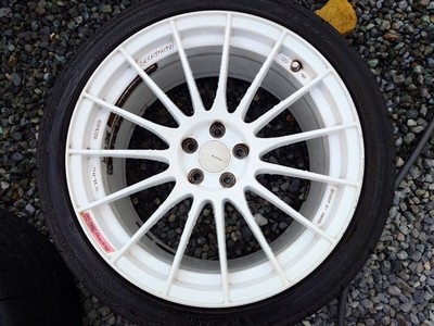 JDM Enkei RS05RR Rare White 18-inch PCD100-5H 9j+40 with tires NEOVA A (No Tires) - Image 3