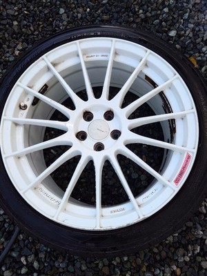 JDM Enkei RS05RR Rare White 18-inch PCD100-5H 9j+40 with tires NEOVA A (No Tires) - Image 4
