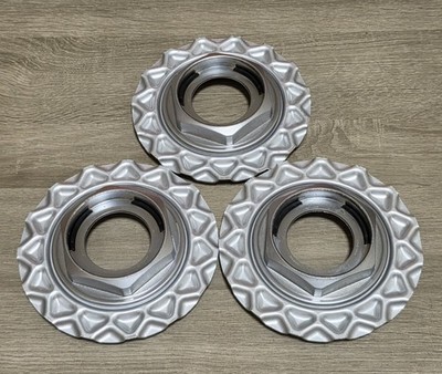 JDM Rare Silver BBS RG Rock-type Center Caps Set of 3 for 14-15 inch w (No Tires)