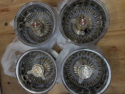 JDM Zenith wire wheel 3 bar 1372 spokes gold hub & nipples black hub r (No Tires)