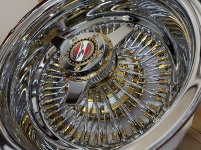 JDM Zenith wire wheel 3 bar 1372 spokes gold hub & nipples black hub r (No Tires) - Image 7