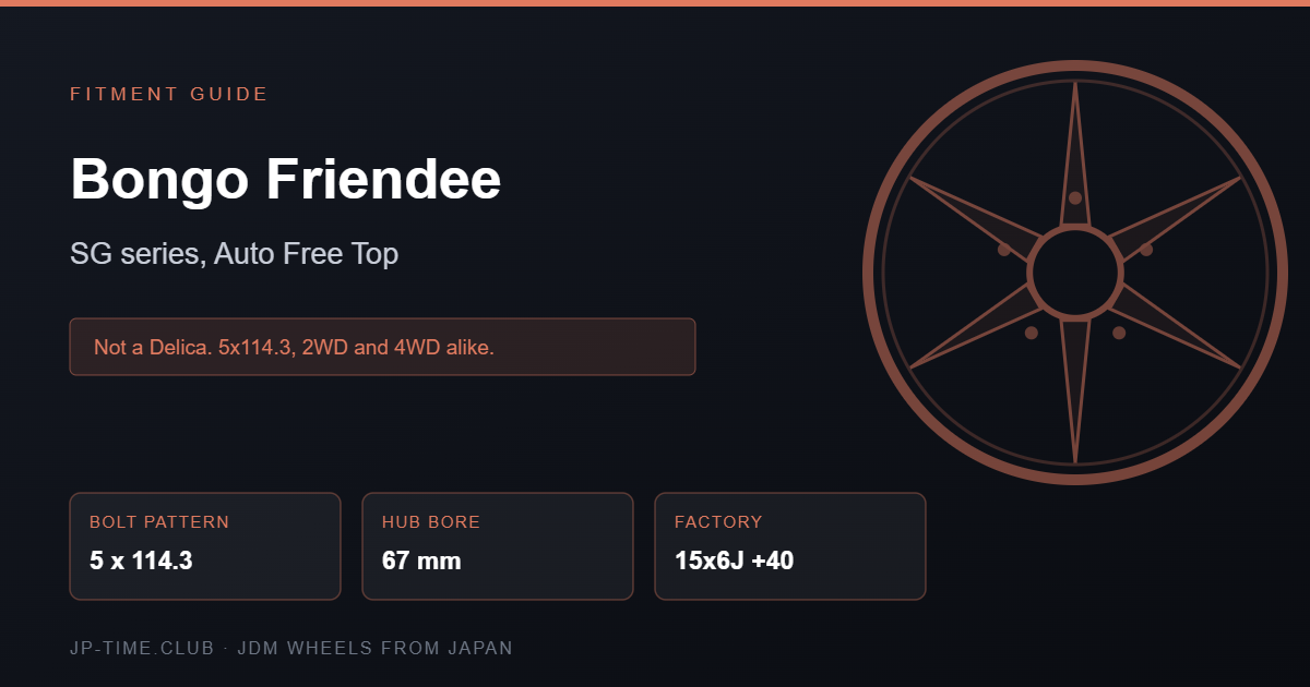 Mazda Bongo Friendee wheel fitment card