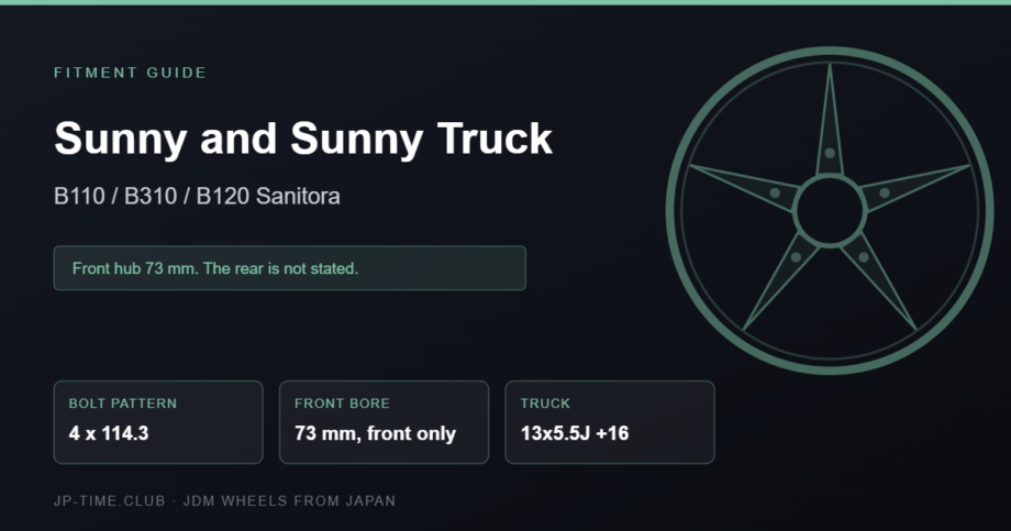 Datsun Sunny B310 and Sunny Truck wheel fitment card