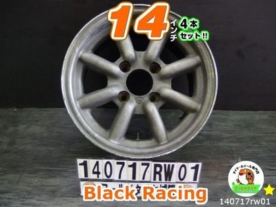 JDM Used Used 14-inch 4-Wheel Set Wheel Set / Black Racing / 14x6J+22 / 14x (No Tires)