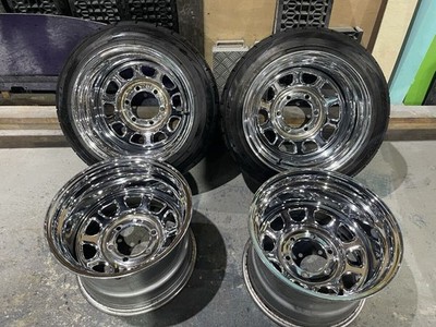JDM Deep rim Daytona chrome wheels 154-Wheel Set 6 holes PCD 139.7 10J f (No Tires)