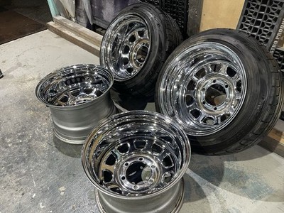 JDM Deep rim Daytona chrome wheels 154-Wheel Set 6 holes PCD 139.7 10J f (No Tires) - Image 2