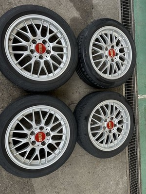JDM BBS Mesh Wheels with 4-Wheel Set Tires BBS Nuts and Lock Nuts Redcap Fo (No Tires)