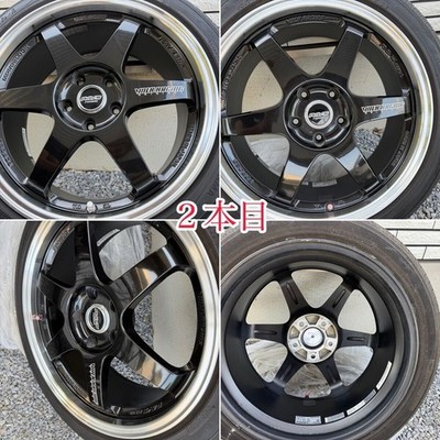 JDM Rare Rays VOLK RACING TE37 TTA black 18x8J +45 PCD114.3 No curb ra (No Tires) - Image 2