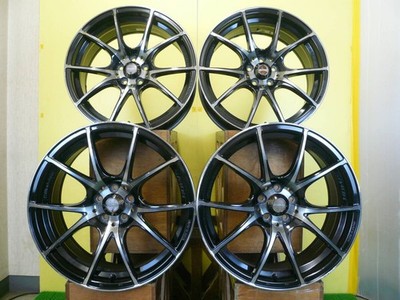JDM H2936 Used 4-Wheel Set Weds sports SA-10R 18 x 7.5J +45 5H 100 zebrablac (No Tires)
