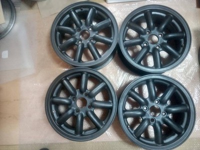 JDM Black Racing PCD100 4-hole 6.0J Eight-spoke wheels for Kei cars sm (No Tires)