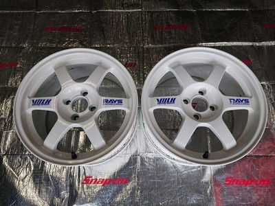 JDM TE37 16x8J +42 PCD100 4H VOLK 2-Wheel Set RAYS Volk Racing white Disconti (No Tires)