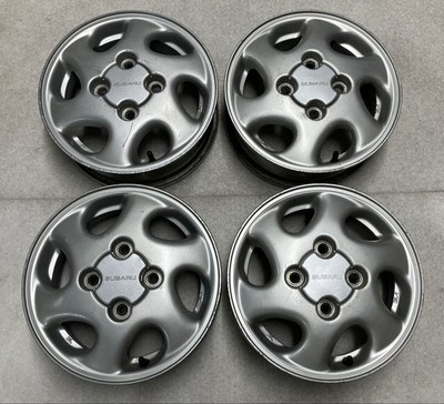 JDM Rare Subaru Vivio Genuine OP 124-Wheel Set Aluminum Wheels 4J +45 4 (No Tires)