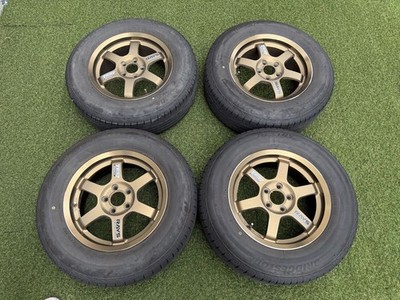 JDM RAYS VOLK RACING TE37 15x6.5J +45 5H100 Bronze 205/70R15 4-Wheel Set br R (No Tires)