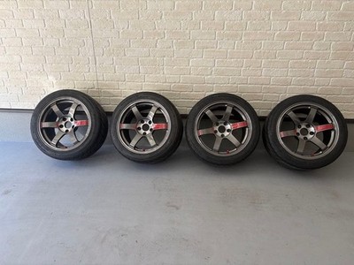 JDM RAYS TE37 SAGA SL 17-9.5J +18 with tires 4-Wheel Set (No Tires)