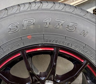 JDM Hiace 195/80R15 4-Wheel Set blackman 5ZIGEN red line (No Tires) - Image 3