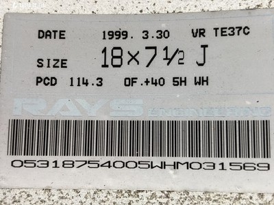 JDM Rare ForgingRAYS Volk Racing TE37C 18in 7.5J +40 PCD114.3 Yokohama (No Tires) - Image 9