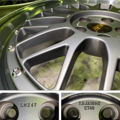 JDM Rare limited color matte gunmetal BBS LM 18 PCD100 5H LM247 7.5J + (No Tires) - Image 7