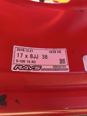 JDM RAYS VOLKRACING ce28cr ClubRacer PCD100 5H 17inch 8J +38 4-Wheel Set Ray (No Tires) - Image 2