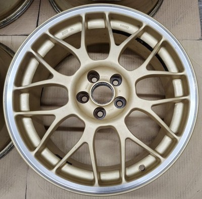 JDM Rare Subaru STI Genuine Option BBS 4Wheels 17x7+48 5x100 Hub56 Gold - Image 2