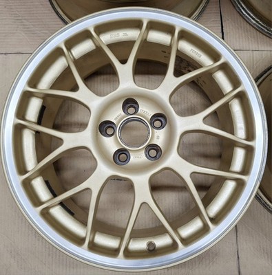 JDM Rare Subaru STI Genuine Option BBS 4Wheels 17x7+48 5x100 Hub56 Gold - Image 3